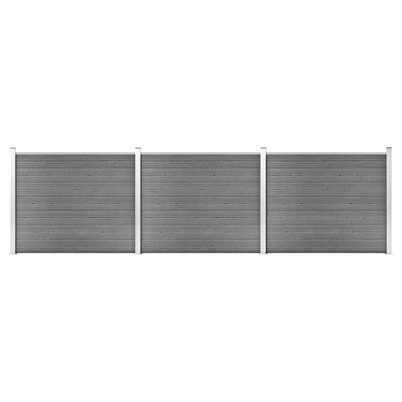 Set panouri gard, 526x146 cm, gri, WPC