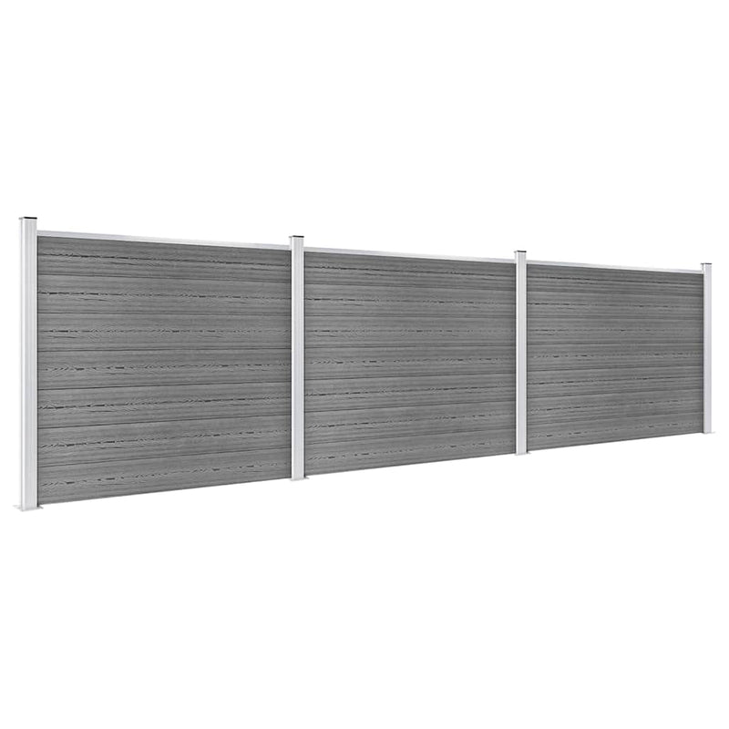 Set panouri gard, 526x146 cm, gri, WPC