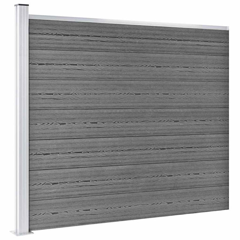 Set panouri gard, 526x146 cm, gri, WPC