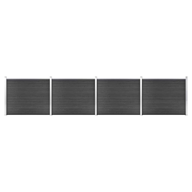 Set panouri gard, 699x146 cm, gri, WPC