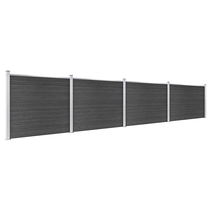 Set panouri gard, 699x146 cm, gri, WPC