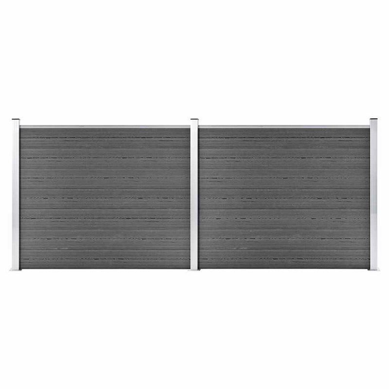 Set panouri gard, 353x146 cm, negru, WPC