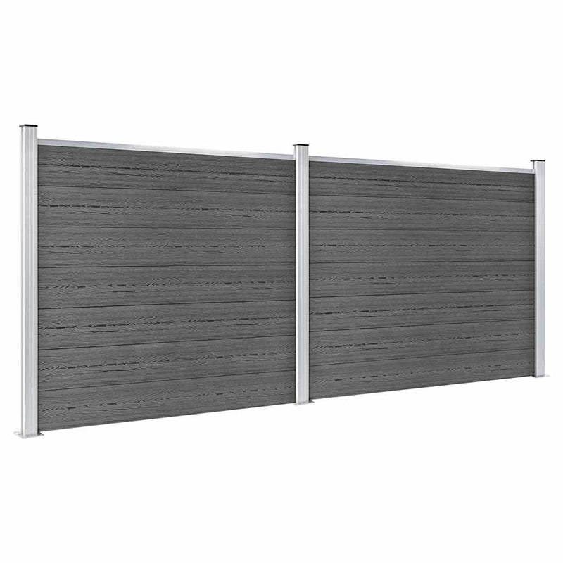 Set panouri gard, 353x146 cm, negru, WPC