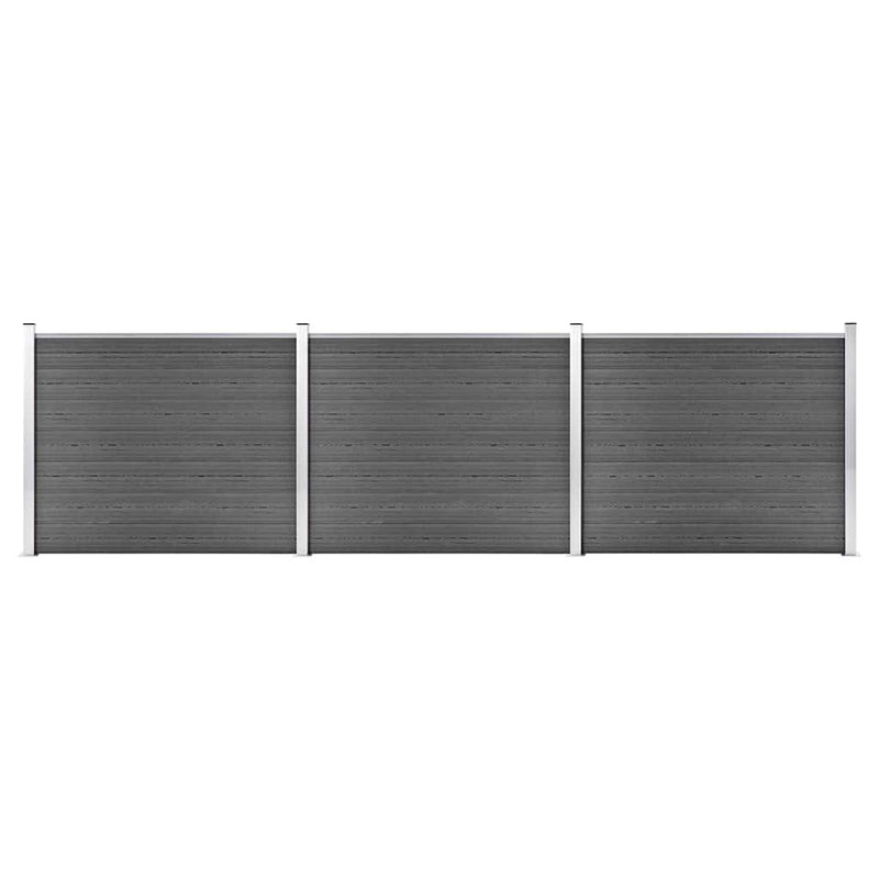 Set panouri gard, 526x146 cm, negru, WPC