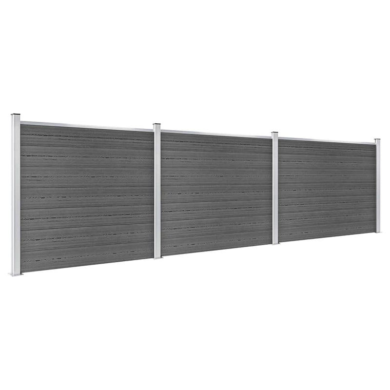 Set panouri gard, 526x146 cm, negru, WPC