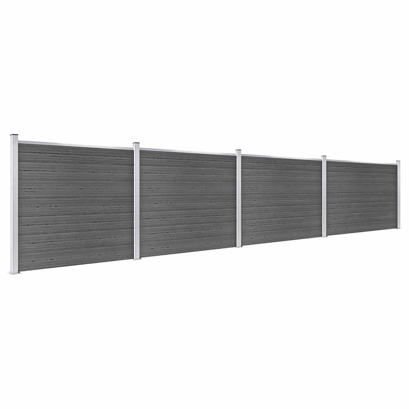 Set panouri gard, 699x146 cm, negru, WPC