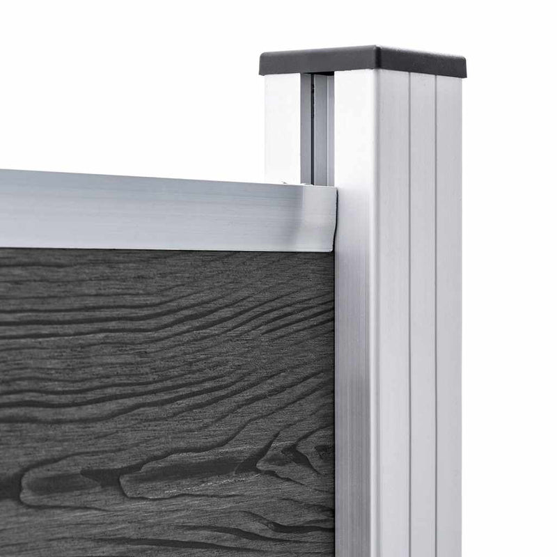 Set panouri gard, 699x146 cm, negru, WPC
