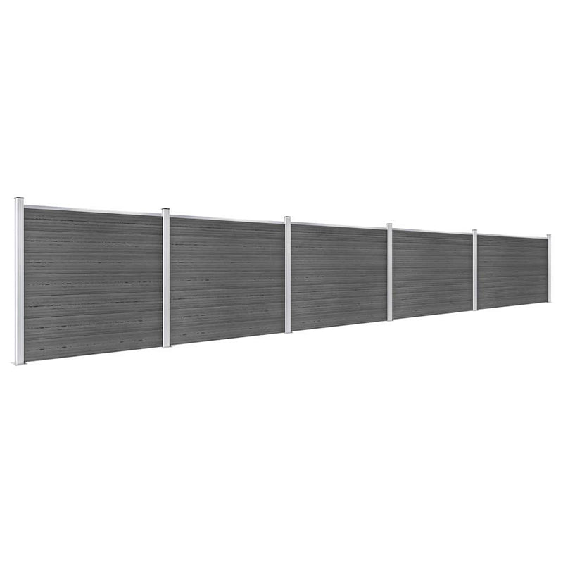 Set panouri gard, 872x146 cm, negru, WPC