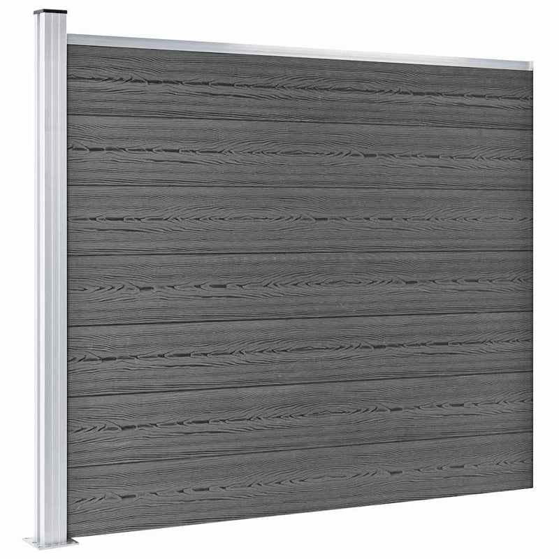Set panouri gard, 872x146 cm, negru, WPC
