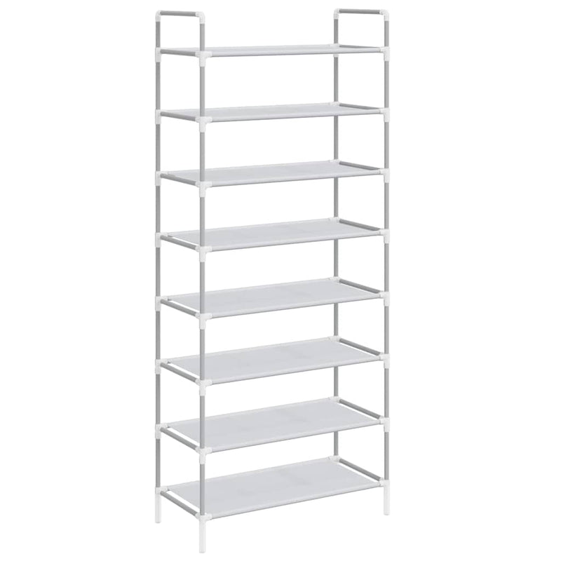 Raft încălțăminte 8 etajere, argintiu, metal și textil nețesut