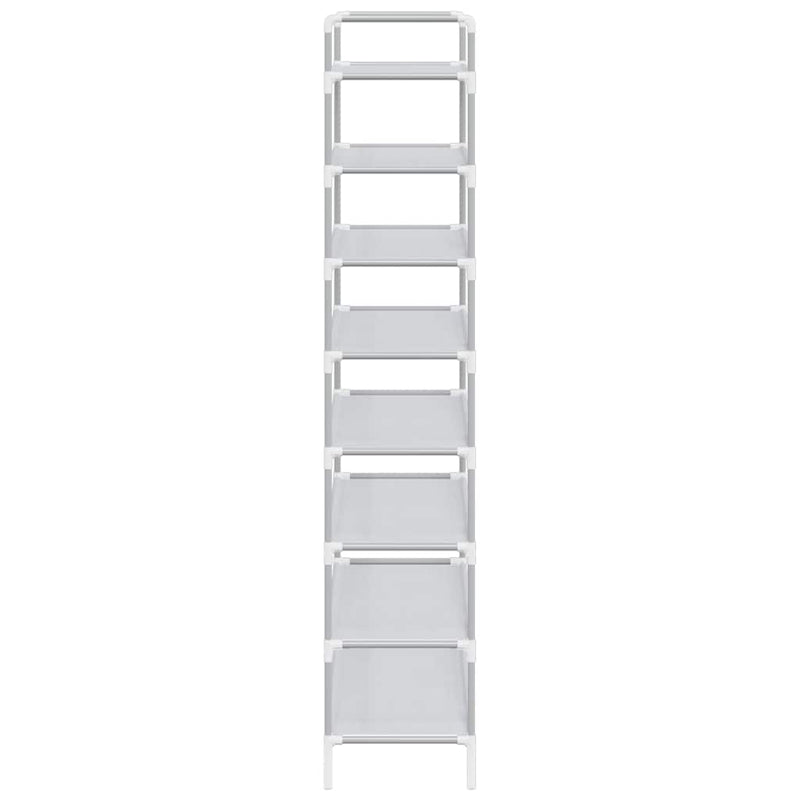 Raft încălțăminte 8 etajere, argintiu, metal și textil nețesut