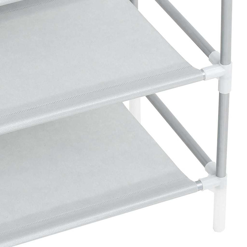 Raft încălțăminte 8 etajere, argintiu, metal și textil nețesut