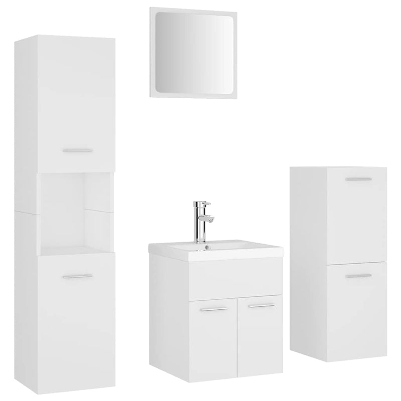 Set mobilier de baie, alb, lemn prelucrat