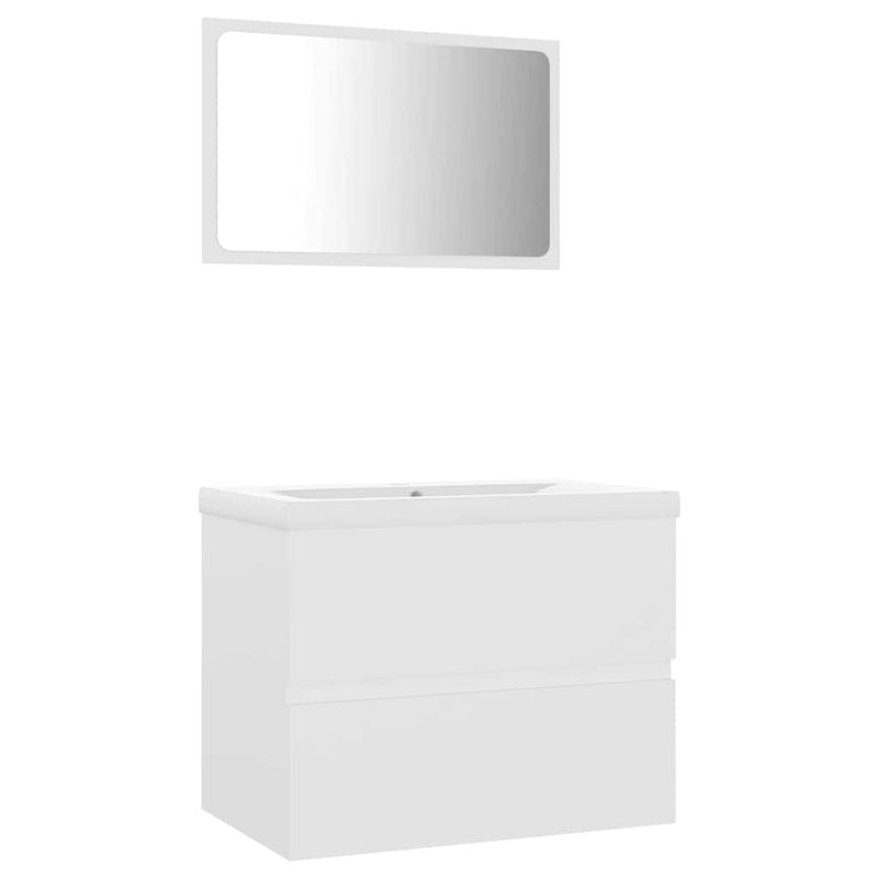 Set mobilier de baie, alb, lemn prelucrat