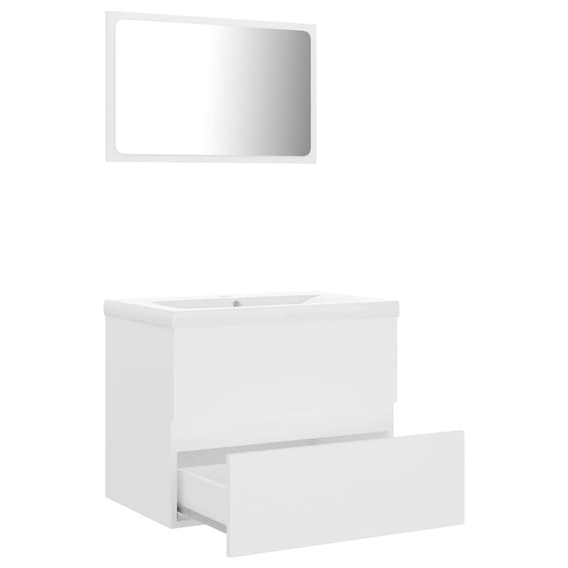 Set mobilier de baie, alb, lemn prelucrat