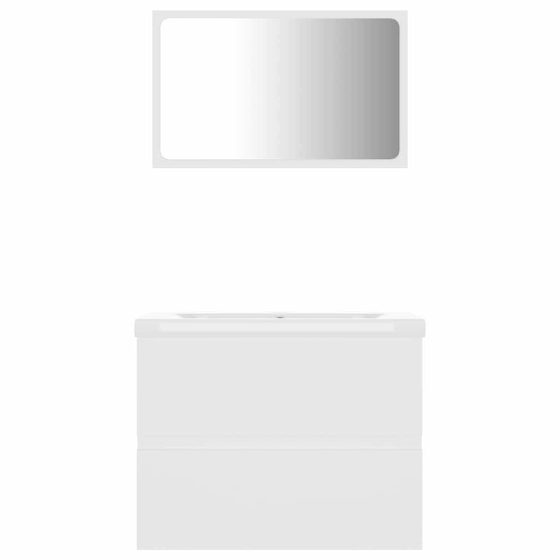 Set mobilier de baie, alb, lemn prelucrat