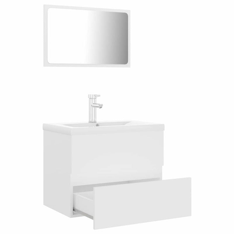 Set mobilier de baie, alb, lemn prelucrat