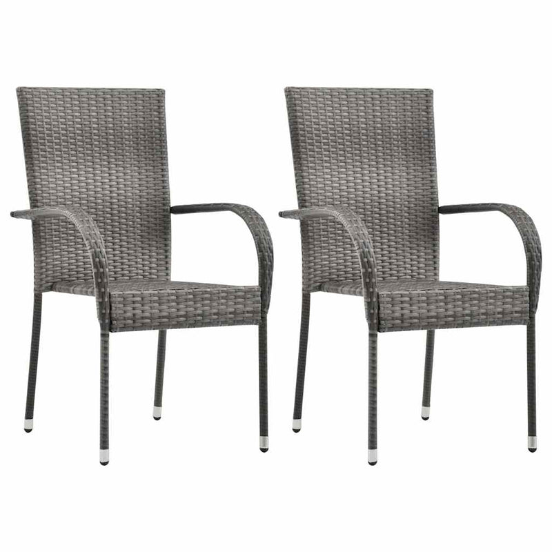 Set mobilier de grădină, 3 piese, gri