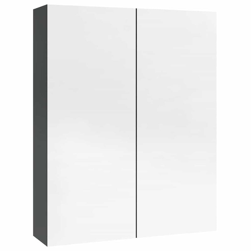 Dulap de baie cu oglindă, gri strălucitor, 60x15x75 cm, MDF