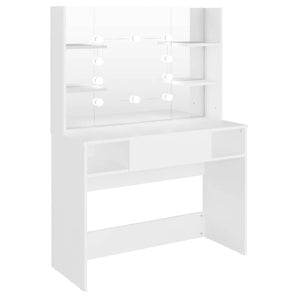 Masă de machiaj cu lumini LED, alb, 100x40x135 cm, MDF