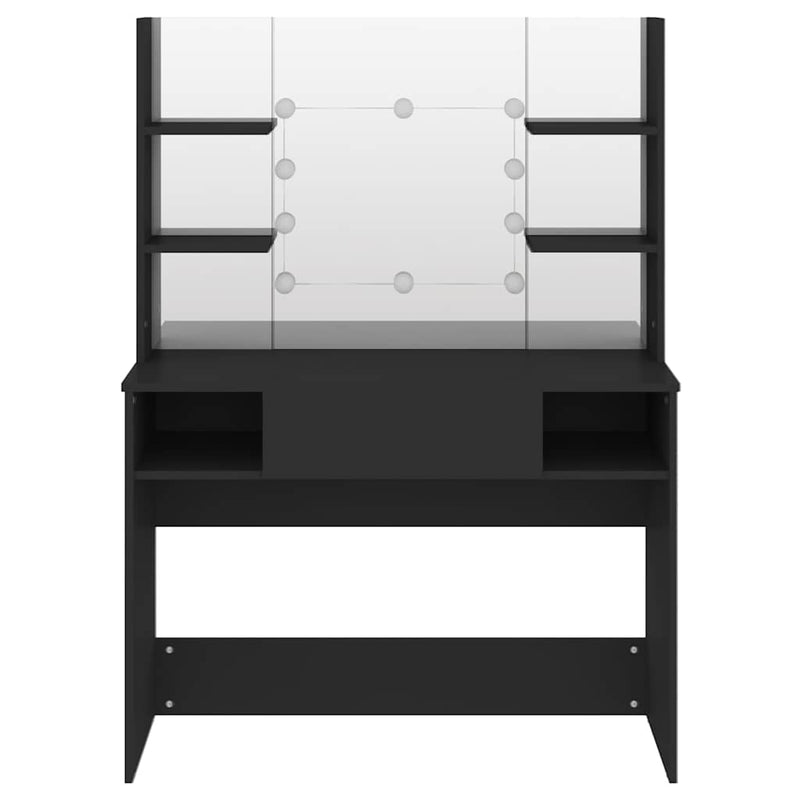 Masă machiaj cu lumini LED, negru, 100x40x135 cm , MDF