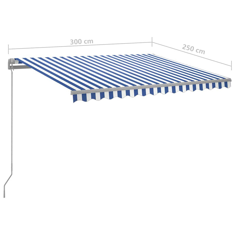 Copertină retractabilă Albastru și Alb 300 x 250 cm
