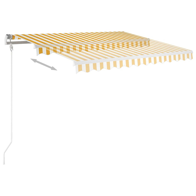 Copertină retractabilă automat, galben și alb, 300x250 cm