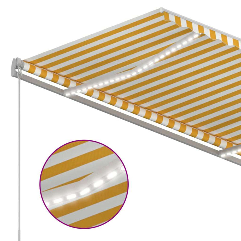 Copertină retractabilă Galben și alb 350 x 250 cm