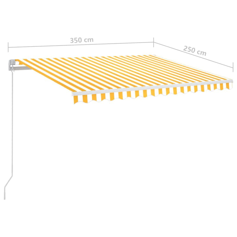 Copertină retractabilă Galben și alb 350 x 250 cm