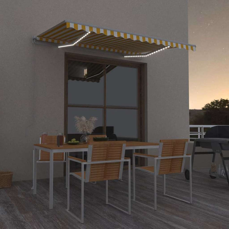 Copertină retractabilă Galben și alb 350 x 250 cm