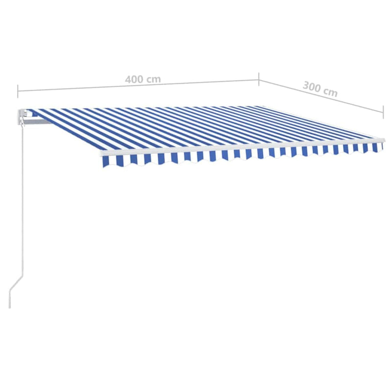 Copertină retractabilă Albastru și Alb 400 × 300 cm
