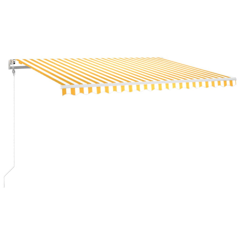 Copertină automată cu senzor vânt & LED, galben&alb, 400x300 cm