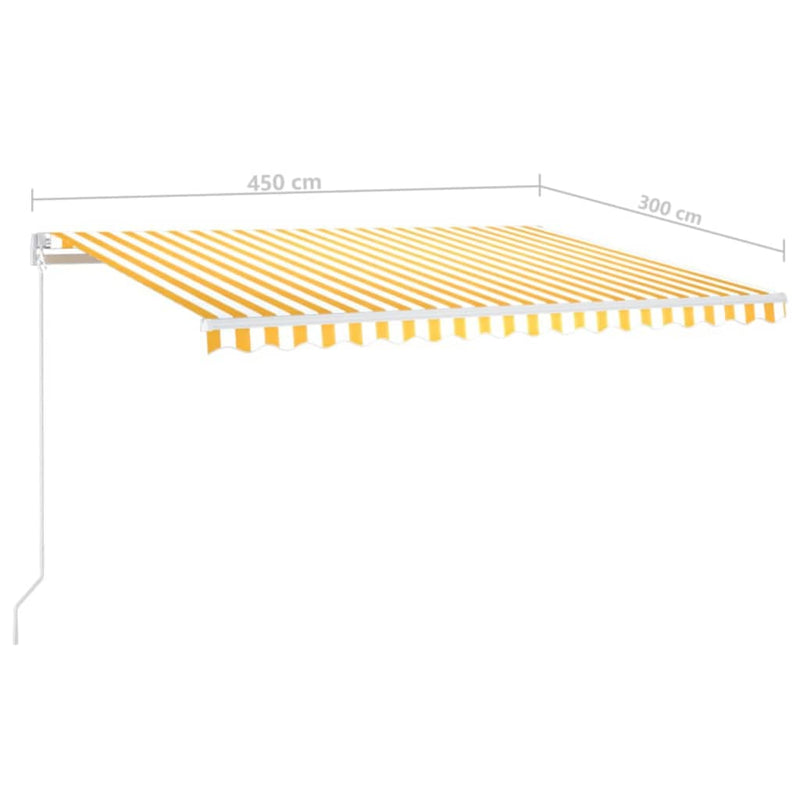 Copertină retractabilă Galben și alb 450 × 300 cm