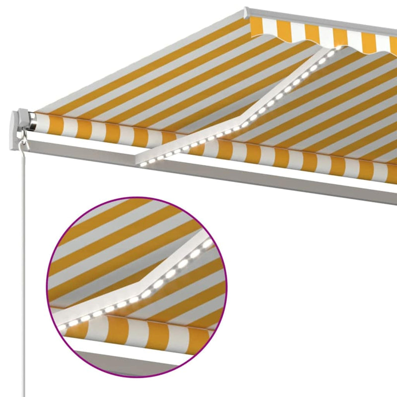 Copertină retractabilă Galben și alb 500 × 300 cm