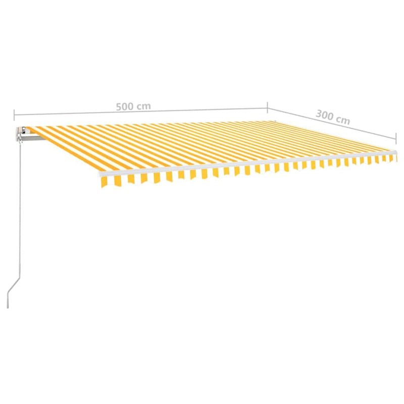 Copertină retractabilă Galben și alb 500 × 300 cm