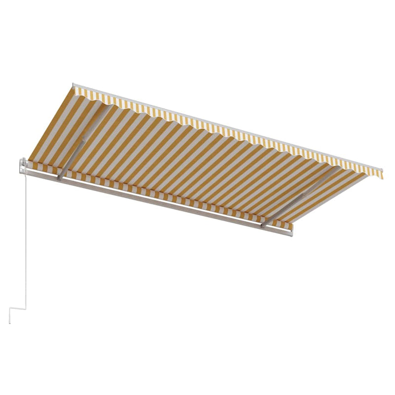 Copertină retractabilă automat, galben și alb, 500x300 cm