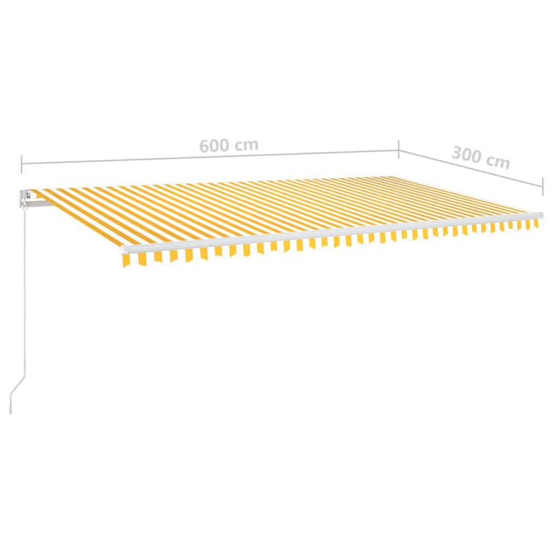Copertină retractabilă Galben și alb 600 × 300 cm
