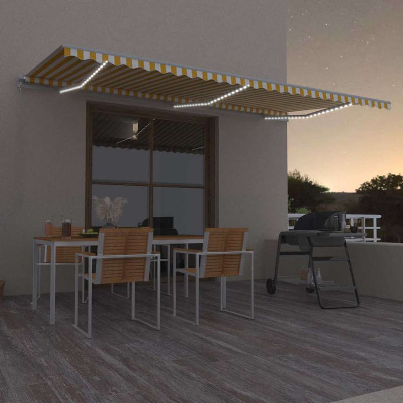 Copertină retractabilă Galben și alb 600 × 300 cm