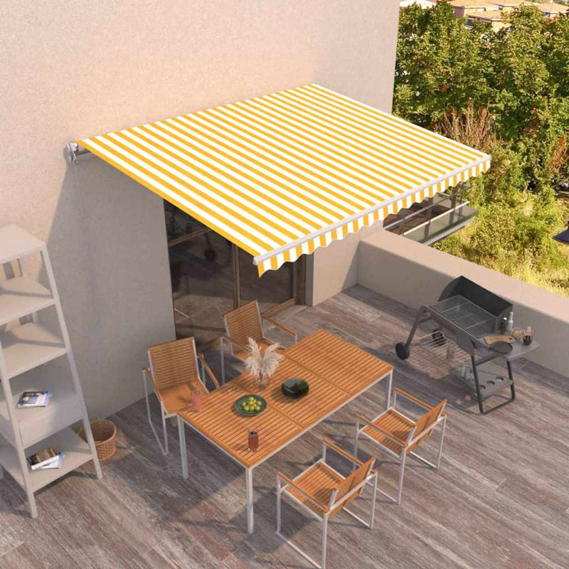Copertină retractabilă Galben și alb 400 × 350 cm