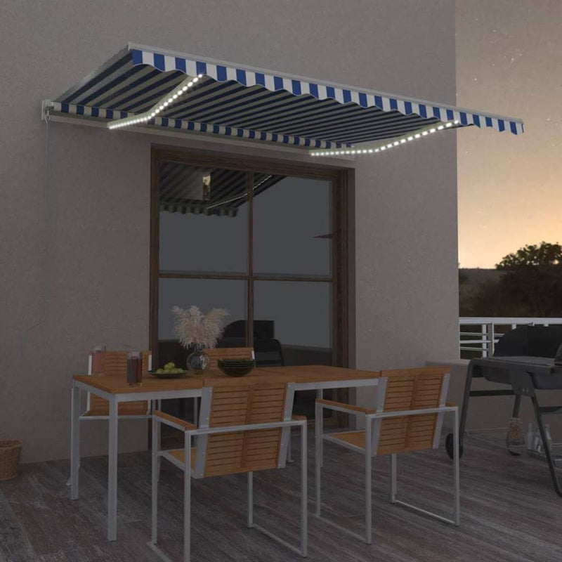 Copertină retractabilă Albastru și Alb 400 × 350 cm