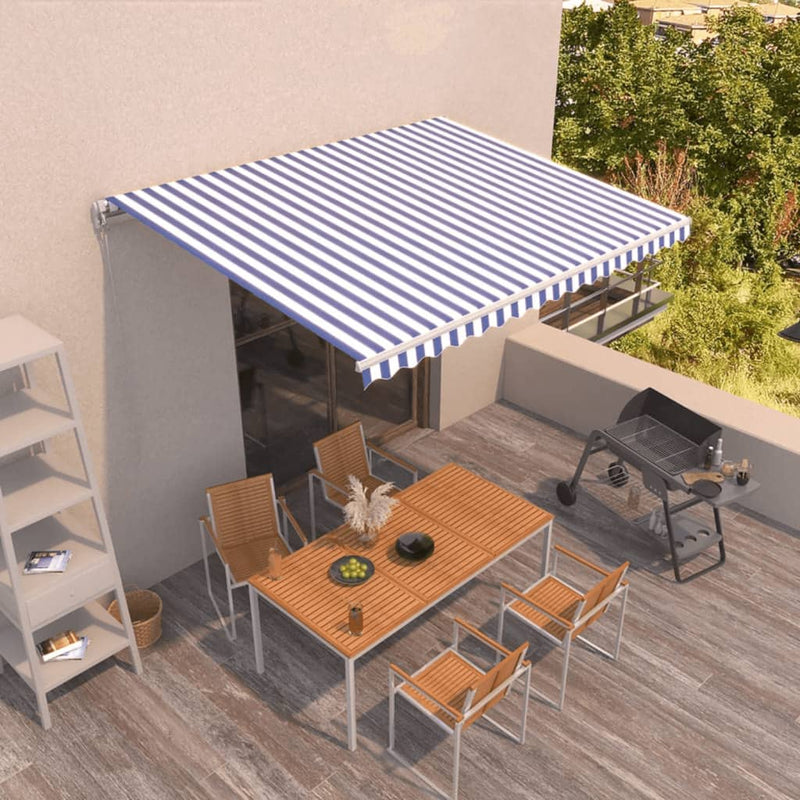 Copertină retractabilă Albastru și Alb 450 × 350 cm