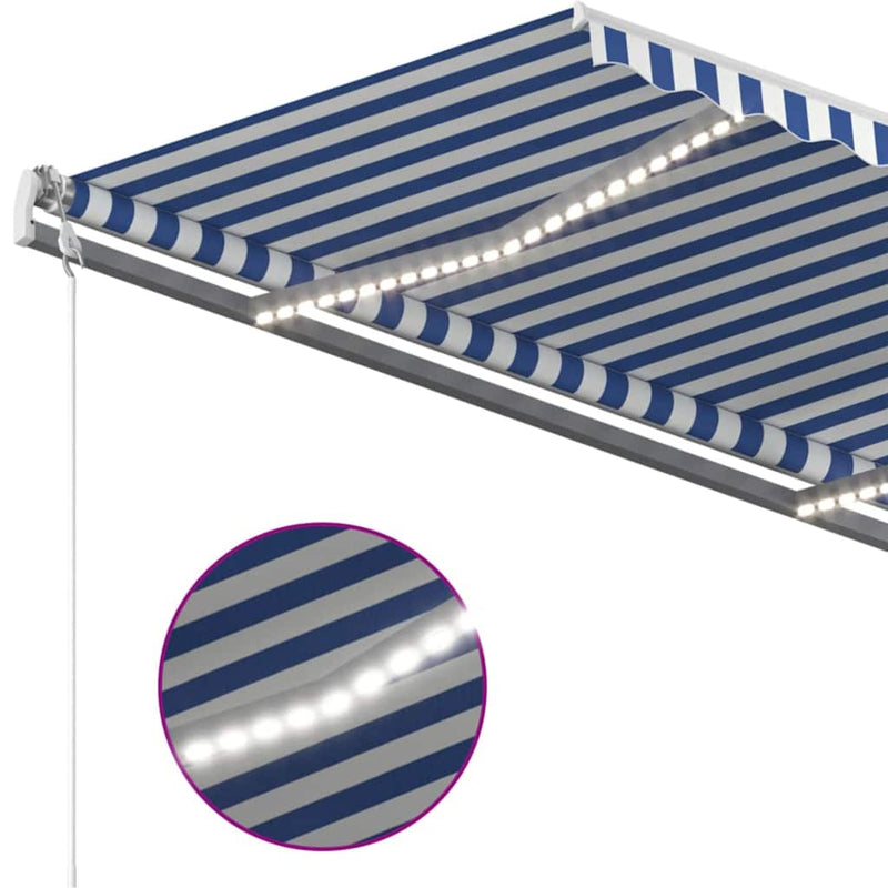 Copertină retractabilă Albastru și Alb 450 × 350 cm