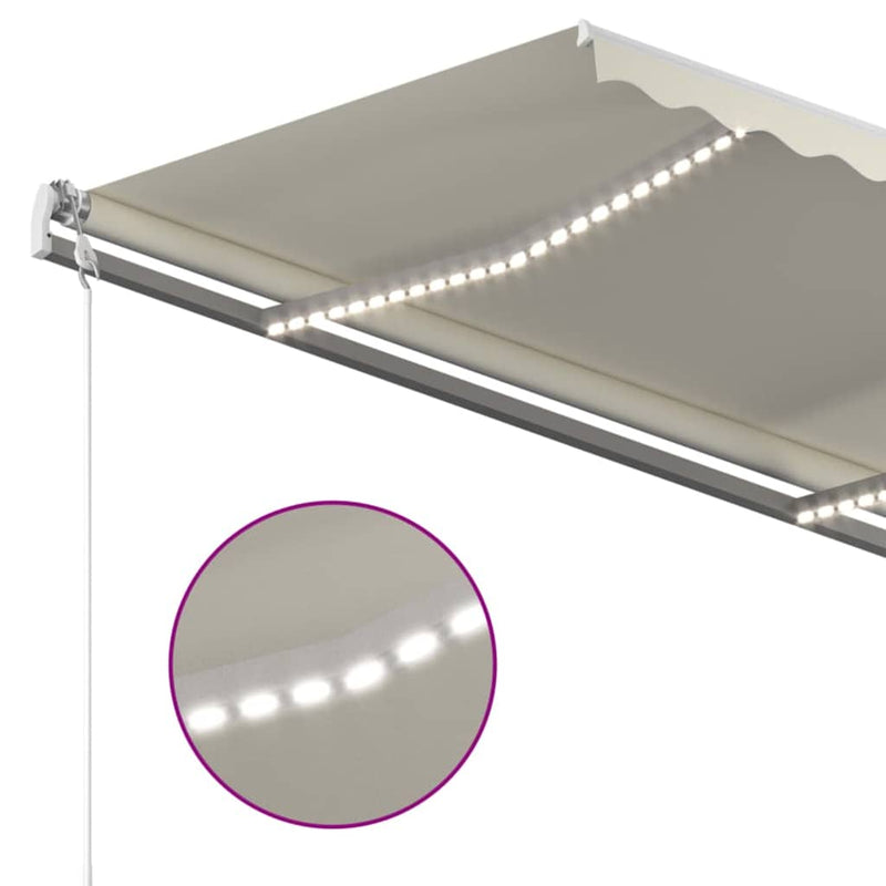 Copertină retractabilă Crem 450 × 350 cm Țesătură și Aluminiu