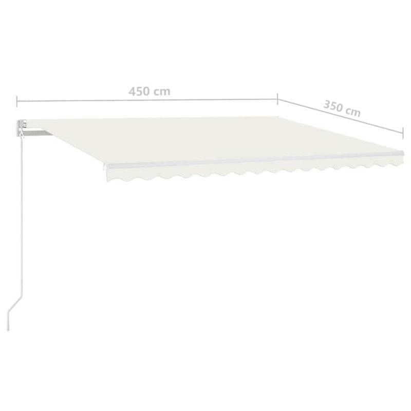 Copertină retractabilă Crem 450 × 350 cm Țesătură și Aluminiu
