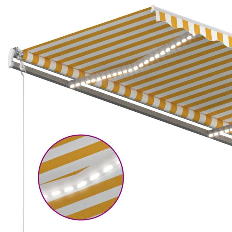 Copertină retractabilă Galben și alb 450 × 350 cm