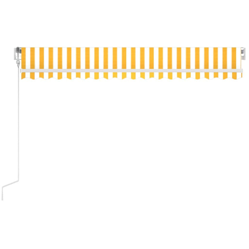 Copertină automată cu LED&senzor vânt, galben/alb, 450x350 cm