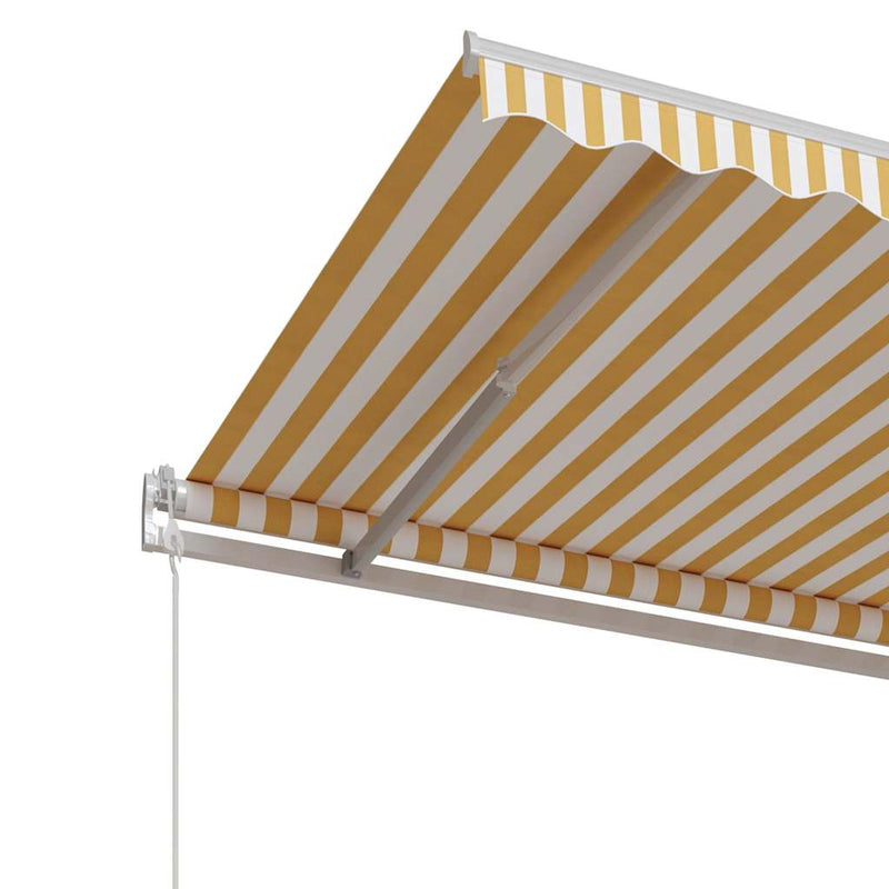 Copertină retractabilă automat, galben și alb, 500x350 cm
