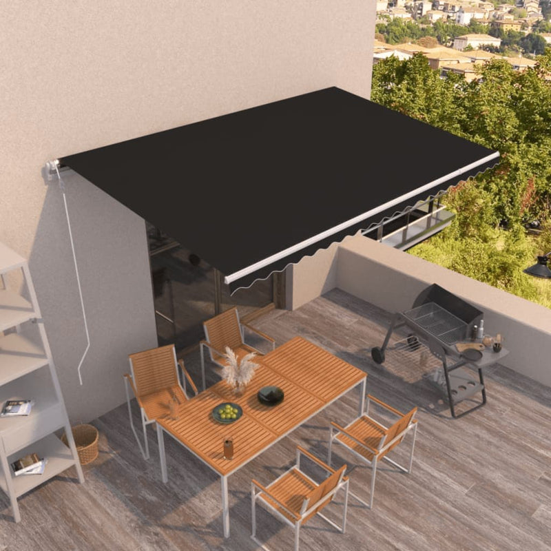 Copertină retractabilă automat, antracit, 500x350 cm