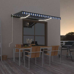 Copertină retractabilă Albastru și Alb 350 x 250 cm Poliester