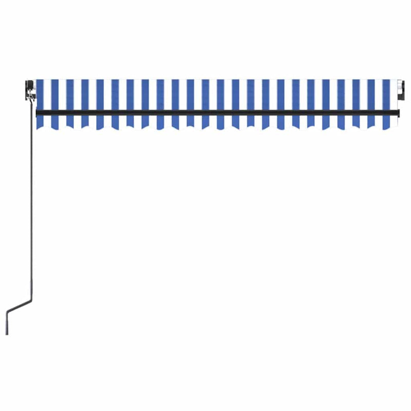 Copertină retractabilă manual cu LED, albastru&alb, 400x300 cm